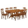 Pemberly Row 9-Piece Rubberwood Dining Room Set in Saddle Brown Finish
