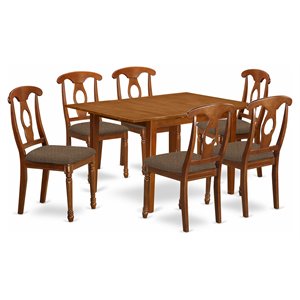 Pemberly Row 7-Piece Dining Set with Butterfly Leaf in Saddle Brown