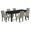 Pemberly Row 7-Piece Rubberwood Kitchen Set in Black and Shitake Fabric