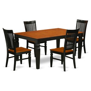 Pemberly Row 5-Piece Dining Table Set with Butterfly Leaf in Black/Cherry