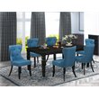 Pemberly Row 7-Piece Wood Dining Set in Black and Mineral Blue