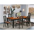 Pemberly Row 7-Piece Wood Dining Set with Leather Seats in Black/Cherry Finish