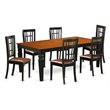 Pemberly Row 7-Piece Wood Dining Set with Leather Seats in Black/Cherry Finish