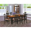 Pemberly Row 9-Piece Wood Dining Set with Leather Seats in Black/Cherry Finish