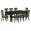 Pemberly Row 9-Piece Wood Dining Set with Leather Chairs in Black