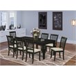 Pemberly Row 9-Piece Wood Dining Set with Fabric Seat in Black Finish