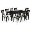 Pemberly Row 9-Piece Wood Dining Set with Fabric Seat in Black Finish
