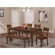 Pemberly Row 6-Piece Wood Dining Table Set with Bench in Espresso Finish