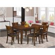 Pemberly Row 7-Piece Wooden Dining Set with Leather Chairs in Espresso