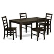 Pemberly Row 5-Piece Wood Dining Set with Wood Seat in Cappuccino