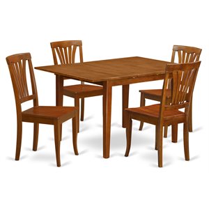 Pemberly Row 5-Piece Wood Dining Table and Chairs in Saddle Brown