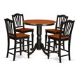Pemberly Row 5-Piece Wood Dining Table in Black and Cherry Finish