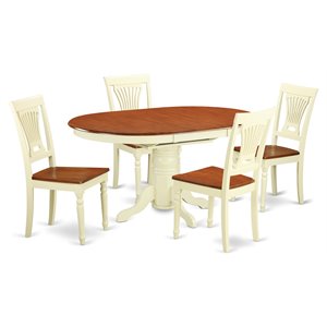 Pemberly Row 5-Piece Buttermilk/Cherry Dining Set with Oval Table