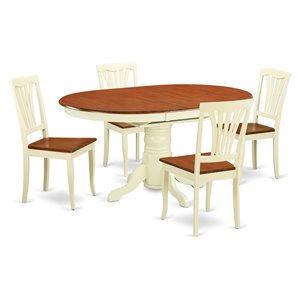 Pemberly Row 5-Piece Oval Dining Set with Buttermilk & Cherry Finish