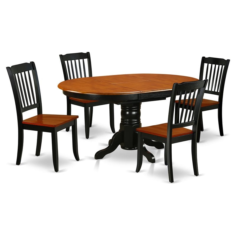 Pemberly Row 5-Piece Wood Dining Set with Slatted Chairs in Black Cherry