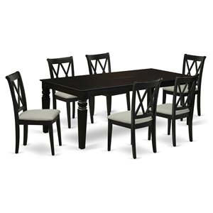 Pemberly Row 7-Piece Rubberwood Dinette Set with Linen White Chairs