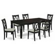 Pemberly Row 7-Piece Rubberwood Dinette Set with Linen White Chairs