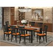 Pemberly Row 9-Piece Dining Set with Wood Chairs in Black and Cherry Finish