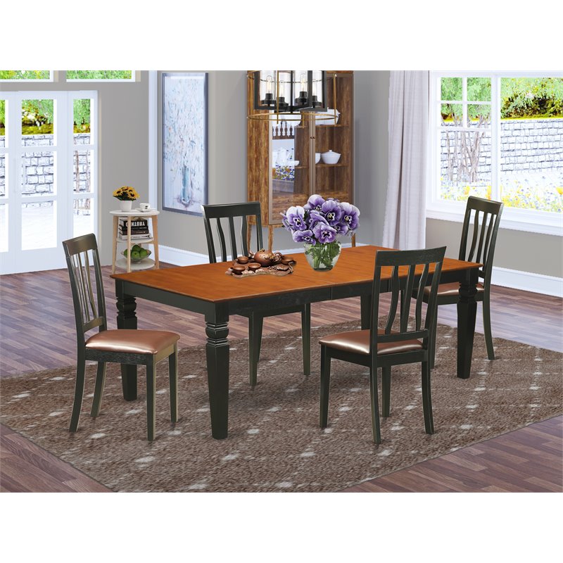 Pemberly Row 5-Piece Wood Dining Set in Black and Cherry Finish