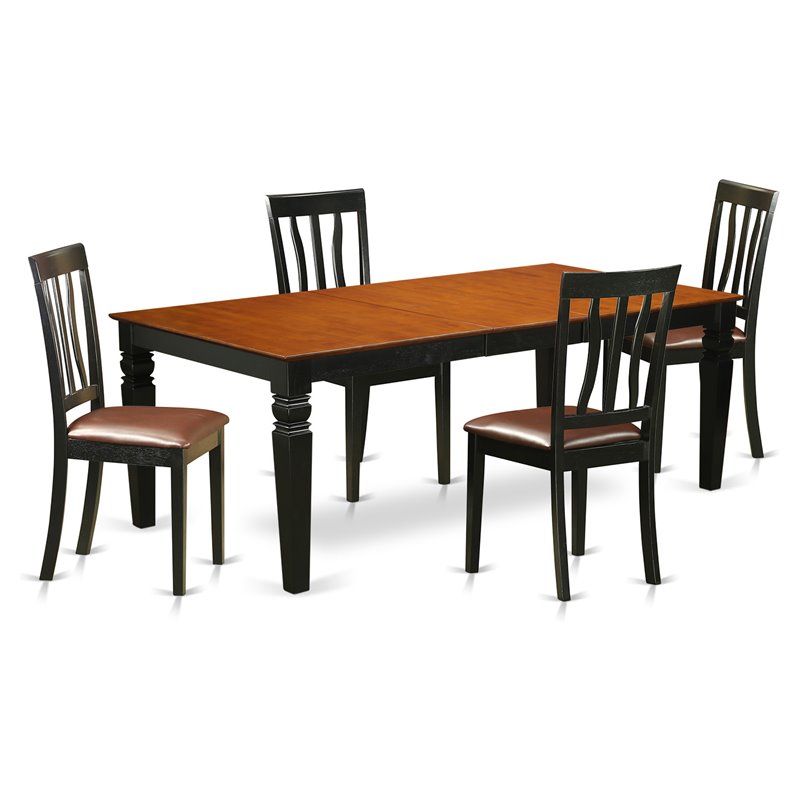 Pemberly Row 5-Piece Wood Dining Set in Black and Cherry Finish