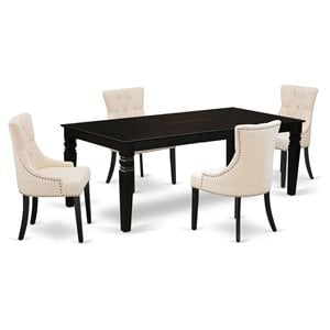 Pemberly Row 5-Piece Dining Table Set with Extension Leaf in Black/Beige