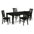 Pemberly Row 5-Piece Wood Dining Set with Extension Leaf in Black