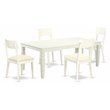 Pemberly Row 5-Piece Wood Dining Set with Faux Leather Seats in Linen White