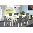 Pemberly Row 7-Piece Wood Dining Set with Upholstered Seats in Linen White/Gray