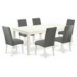 Pemberly Row 7-Piece Wood Dining Set with Upholstered Seats in Linen White/Gray