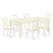 Pemberly Row 7-Piece Dinette Set Wood with Linen Upholstery White