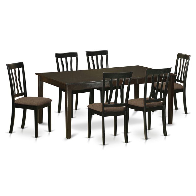 Pemberly Row 7-Piece Wood Dining Room Set with Butterfly Leaf in Cappuccino