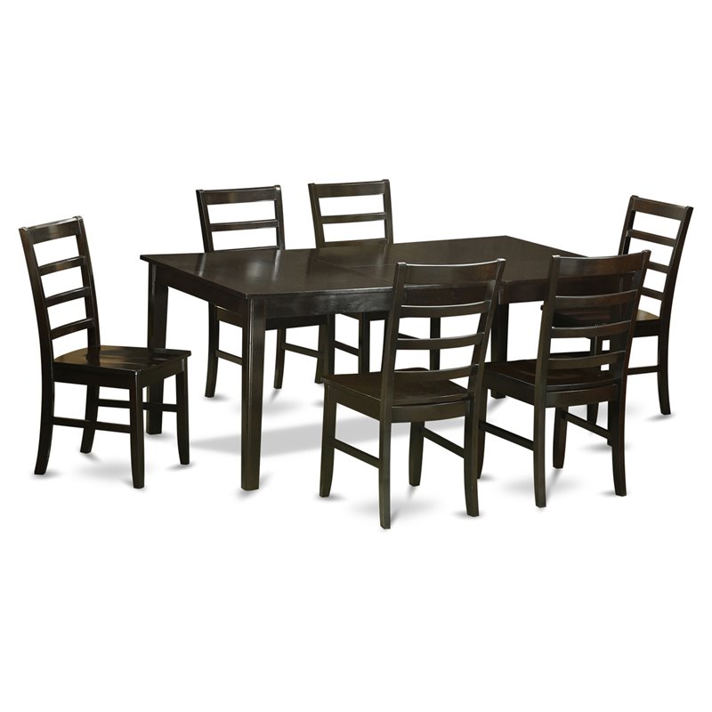 Pemberly Row 7-Piece Wooden Dining Set with Butterfly Leaf in Cappuccino