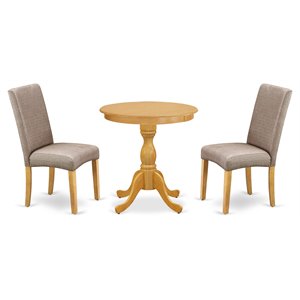Pemberly Row 3-Piece Traditional Wood Kitchen Table Set in Oak Finish