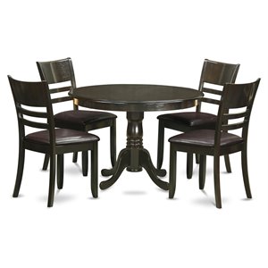 Pemberly Row 5-Piece Wood Round Dining Table Set in Cappuccino Finish
