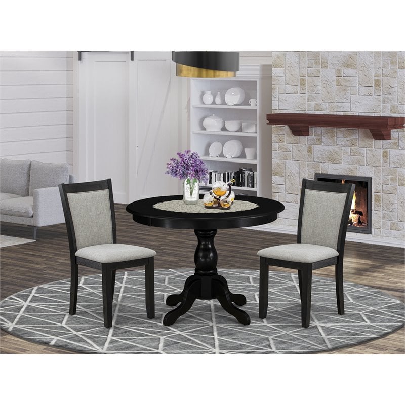 Pemberly Row 3-Piece Wooden Dining Set in Black and Shitake Finish