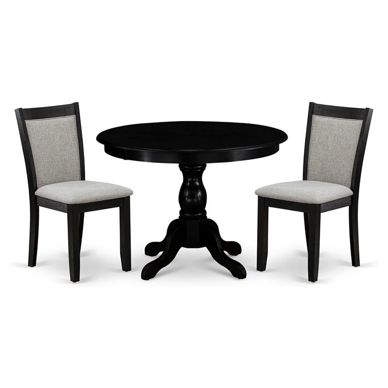 Pemberly Row 3-Piece Wooden Dining Set in Black and Shitake Finish