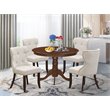 Pemberly Row 5-Piece Wooden Dining Set w/ Fabric Seats in Mahogany
