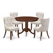 Pemberly Row 5-Piece Wooden Dining Set w/ Fabric Seats in Mahogany