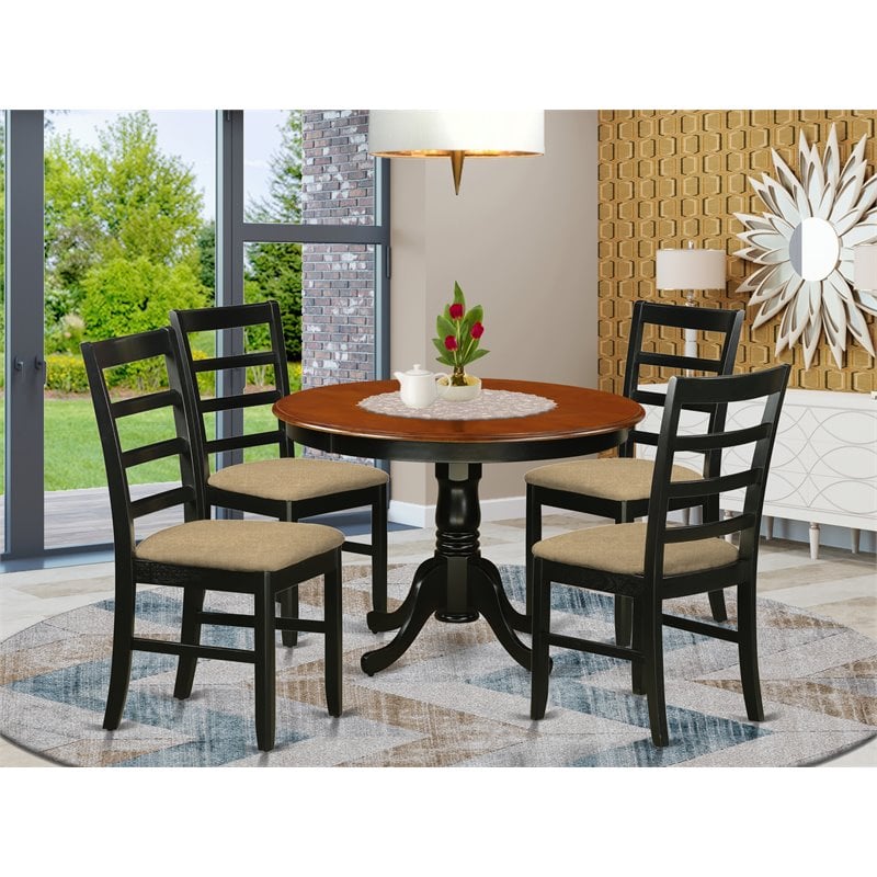 Pemberly Row 5-Piece Wood Dining Set in Black and Cherry Finish