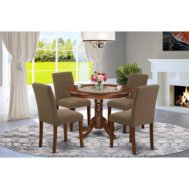 Pemberly Row 5-Piece Wooden Dining Set in Mahogany and Coffee