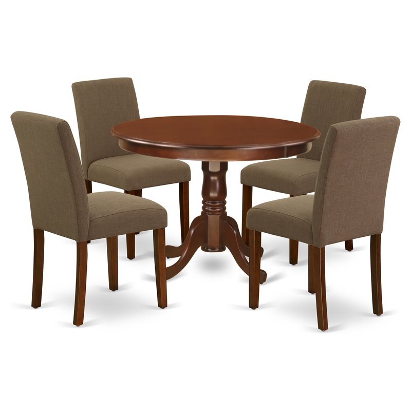 Pemberly Row 5-Piece Wooden Dining Set in Mahogany and Coffee