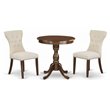 Pemberly Row 3-Piece Wood Dinette Set with Linen Upholstered Chairs in Mahogany