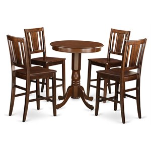 Pemberly Row 5-Piece Wood Counter Height Dining Set in Mahogany Finish