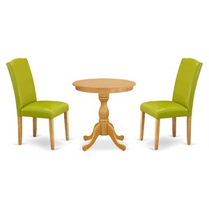 Pemberly Row 3-Piece Oak Wood Dining Table Set with Autumn Green Chairs
