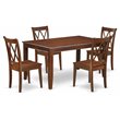Pemberly Row 5-Piece Wood Dining Set with X-Back Chairs in Mahogany