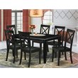 Pemberly Row 7-Piece Wood Rectangular Dining Table Set in Black