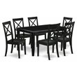 Pemberly Row 7-Piece Wood Rectangular Dining Table Set in Black