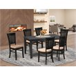 Pemberly Row 7-Piece Wood Dining Set with Fabric Seat in Black
