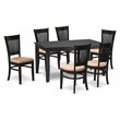 Pemberly Row 7-Piece Wood Dining Set with Fabric Seat in Black