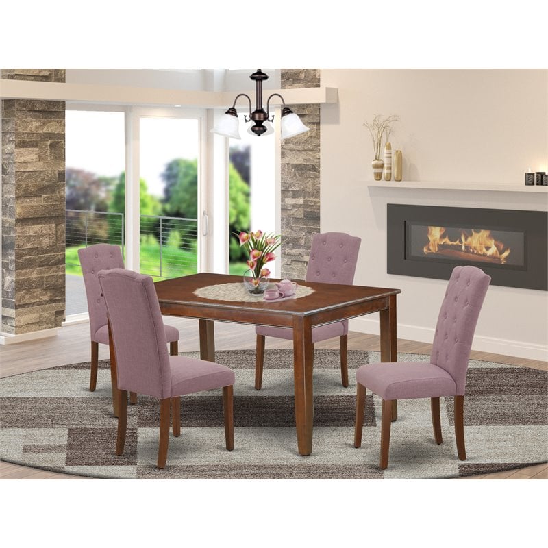 Pemberly Row 5-Piece Wood Dining Set with Upholstered Chairs in Mahogany
